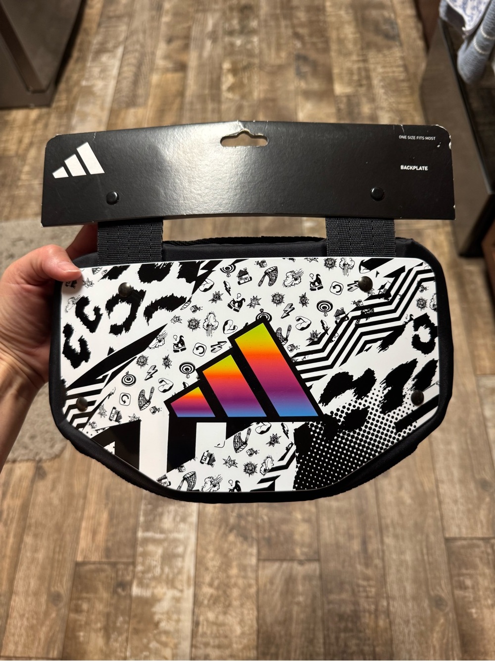 adidas Black & White Graphic Football Back Plate (NEW - OS)
